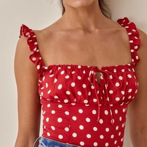 The reformation red polka dot tank top